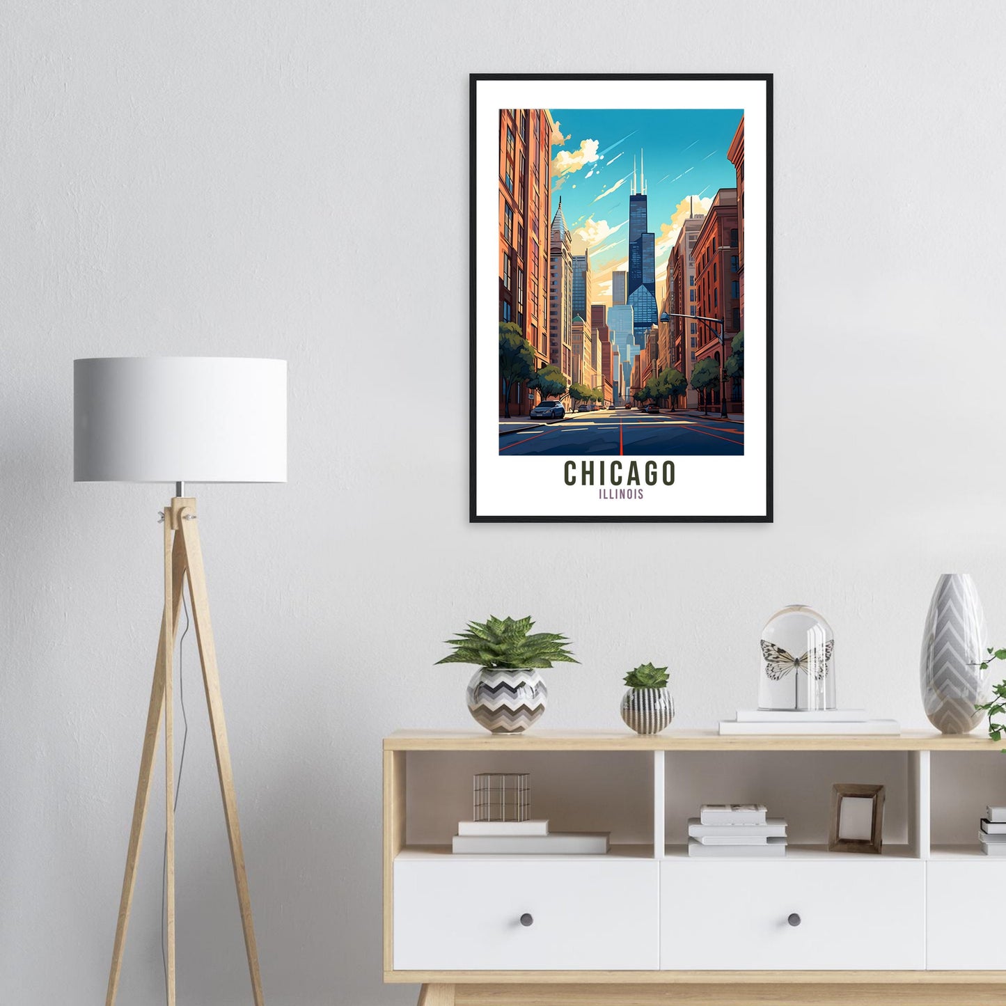 Chicago Travel Print Wall Art Chicago Illinois Wall Art Chicago Travel Poster USA Home Decor Chicago Art Lovers Gift Chicago City Travel Art