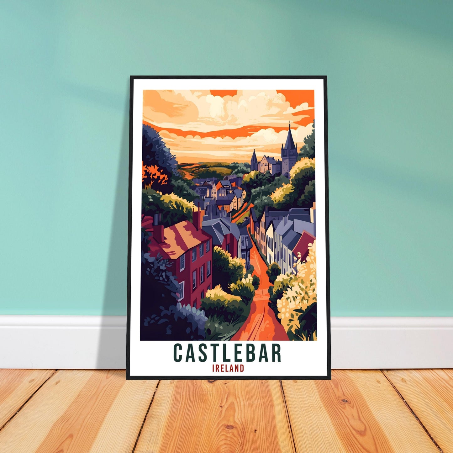 Castlebar Travel Print Ireland Home Decor Castlebar Wall Art Gift Wall Hanging Art Lover Mayo Irish Artwork Travel Poster Ireland Travel Art