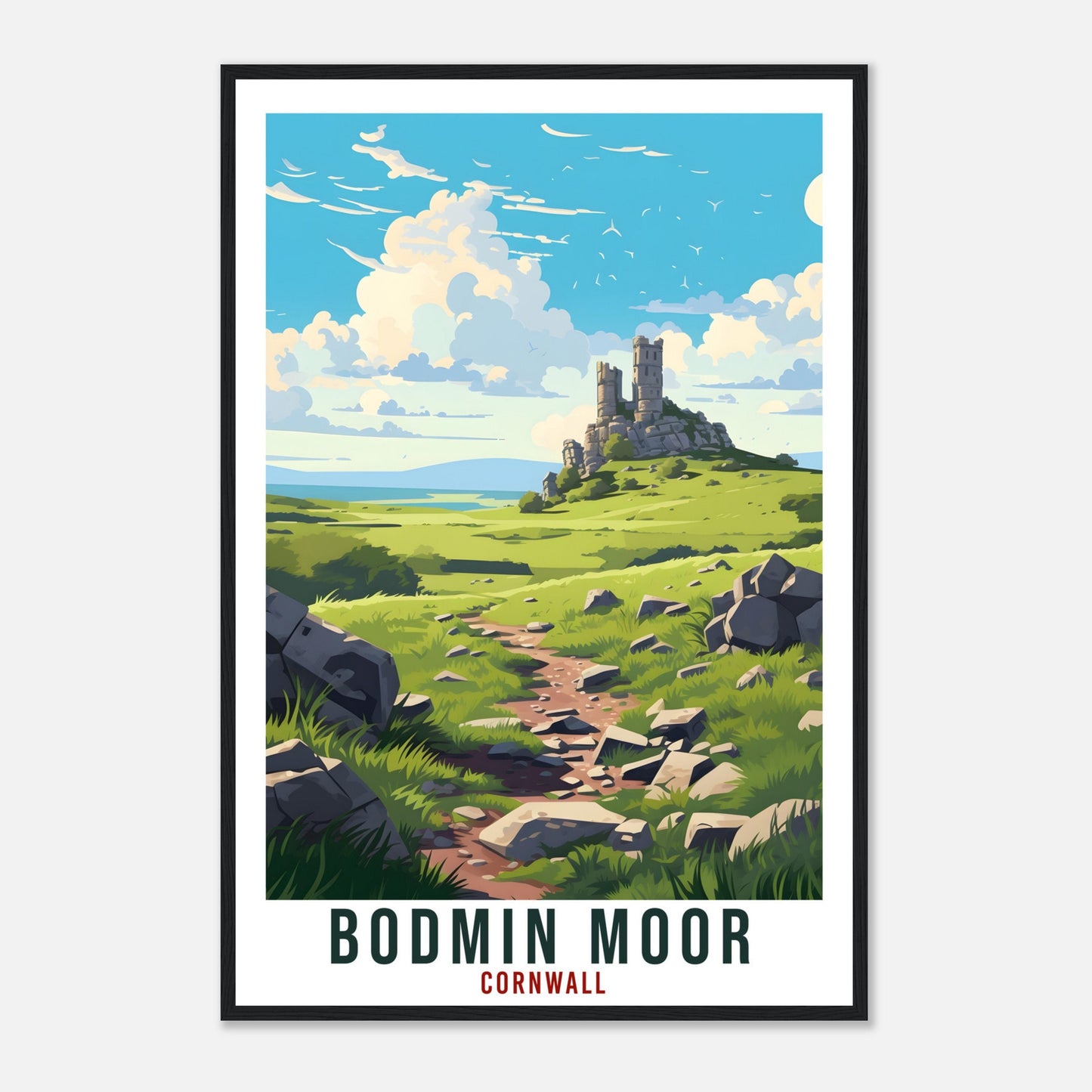 Bodmin Moor Travel Print Cornwall Wall Art Wall Hanging Travel Art Gift Bodmin Moor Travel Poster England Landscape Artwork Art Lover Gift