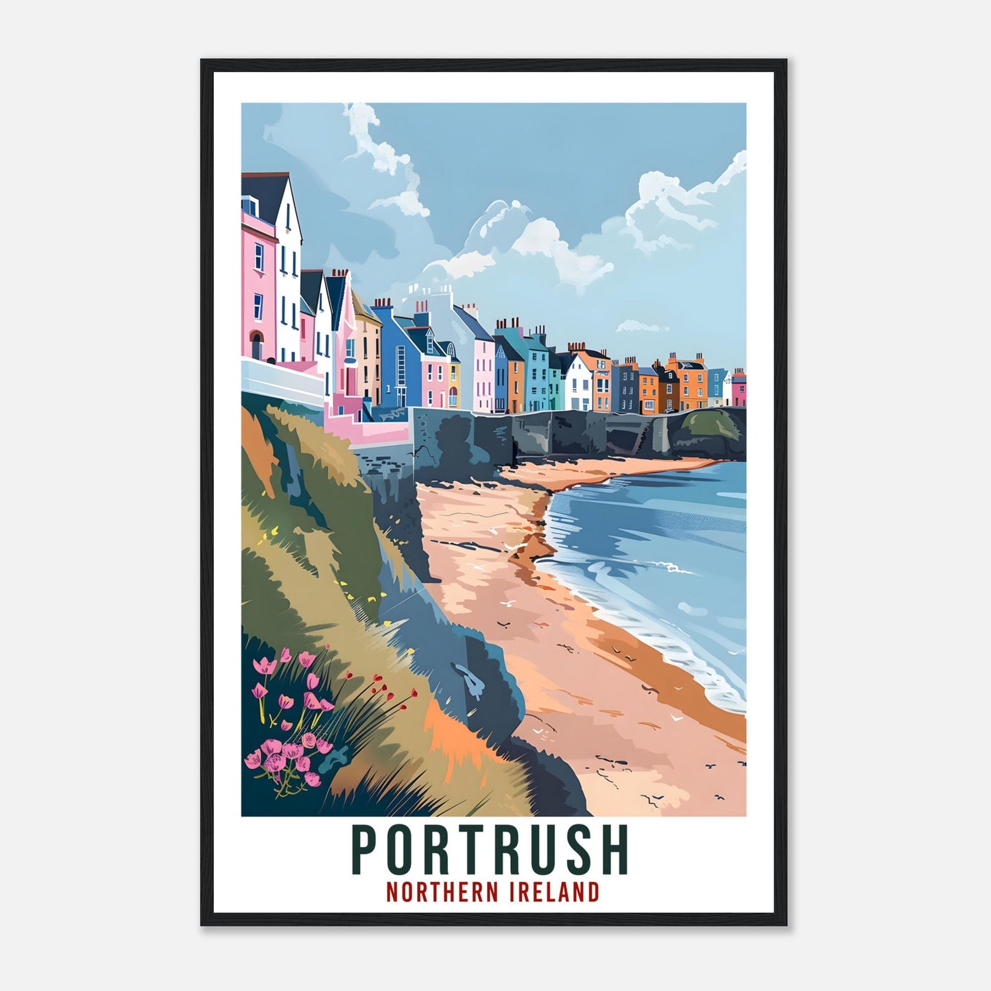 Portrush Travel Print Ireland Wall Art Wall Hanging Décor Portrush Gift Art Lovers Gift Irish Artwork Gift Northern Ireland Travel Poster