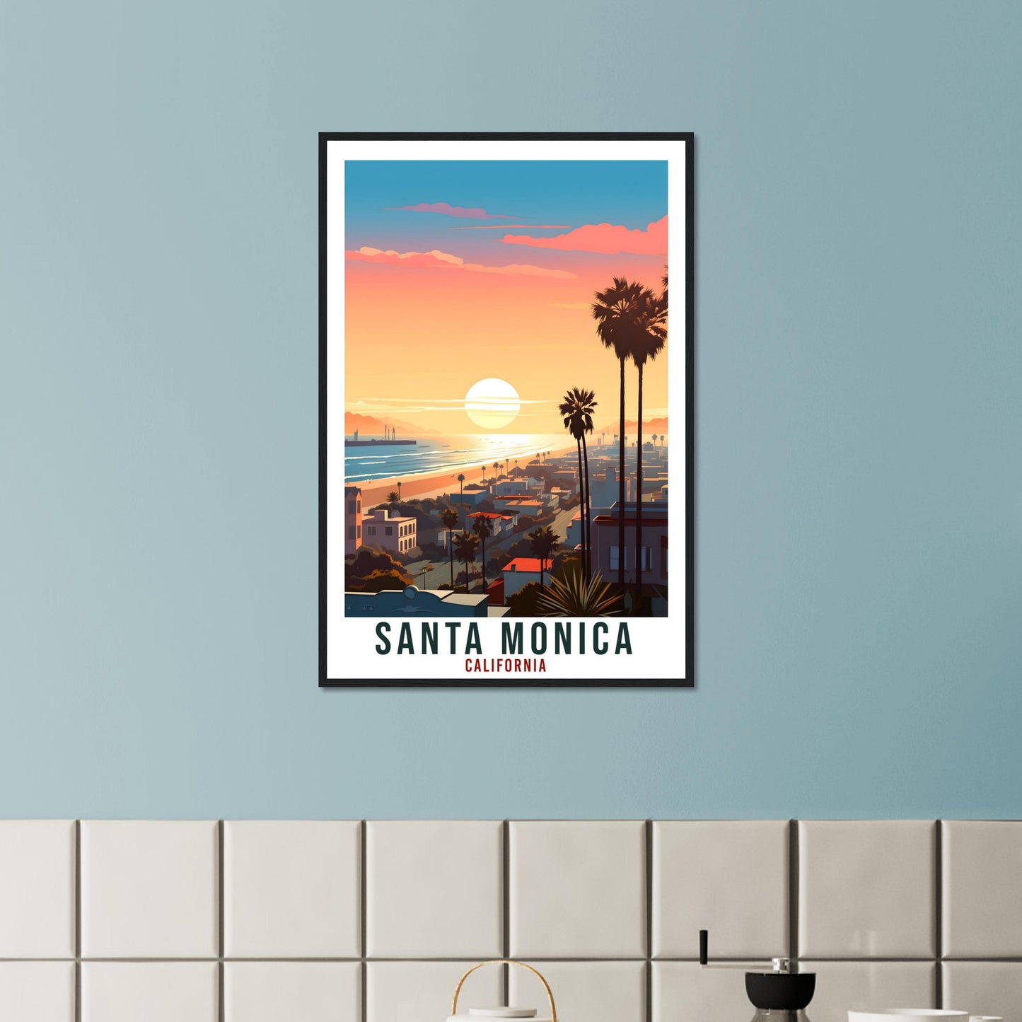 Santa Monica Travel Print California Home Decor USA City Wall Art Gift Wall Hanging Art Lover California Artwork Santa Monica Travel Poster