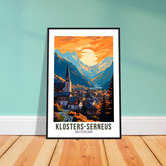 Klosters-Serneus Travel Print Wall Art Switzerland Wall Art Klosters-Serneus Art Print Travel Poster Swiss Landscape Switzerland Travel Art
