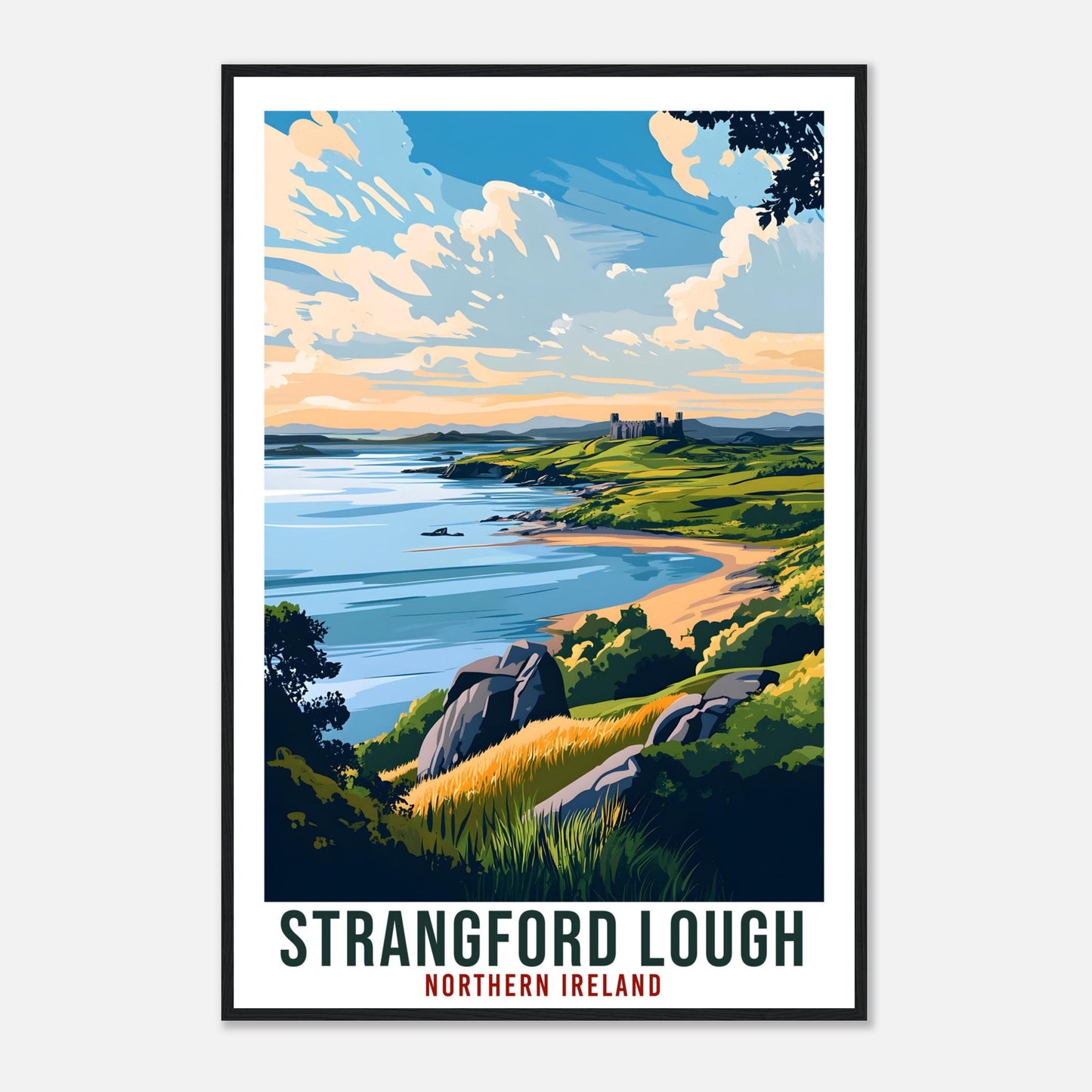 Strangford Lough Travel Print Northern Ireland Home Decor Wall Art Gift Wall Hanging Strangford Lough Irish Artwork Travel Poster NI Art