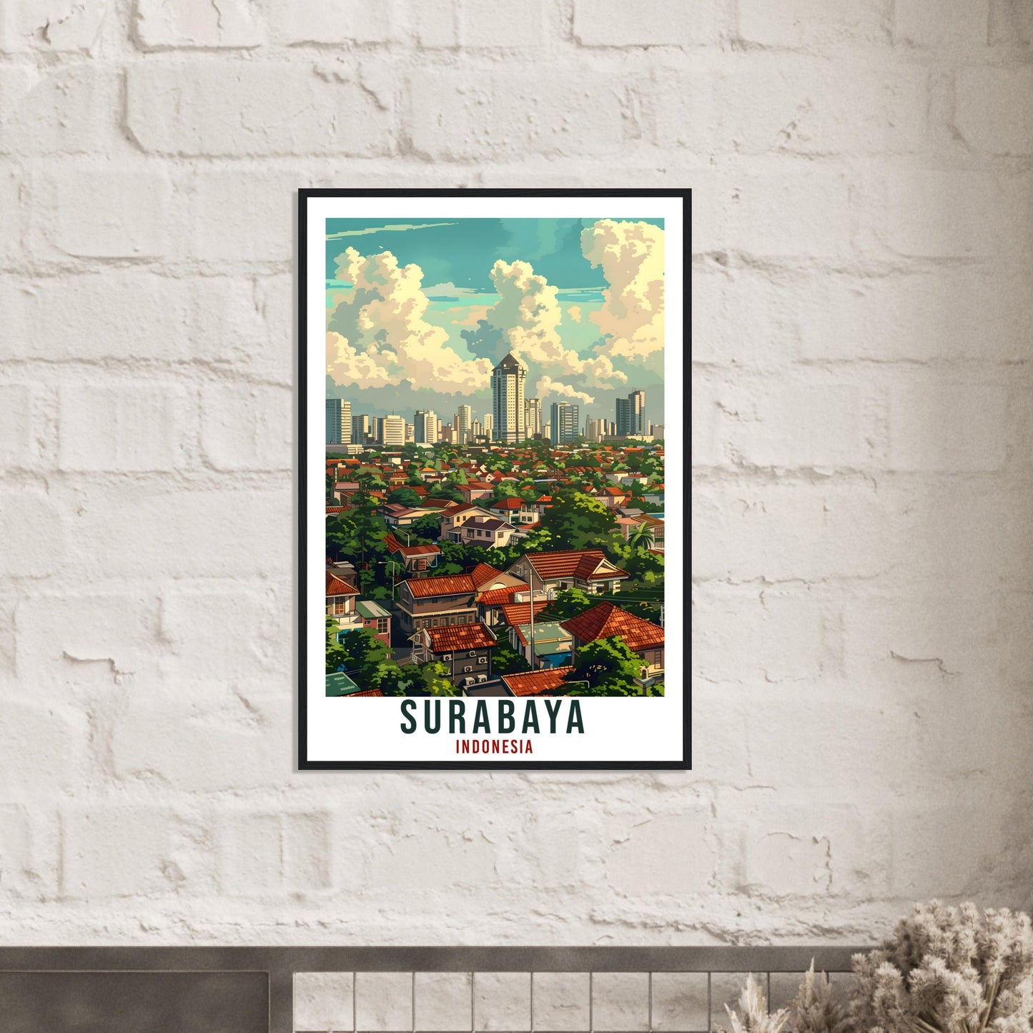 Surabaya Travel Print Wall Art Wall Hanging Home Décor Surabaya Gift Landmark Artwork Travel Art Lovers Indonesia Surabaya Travel Poster