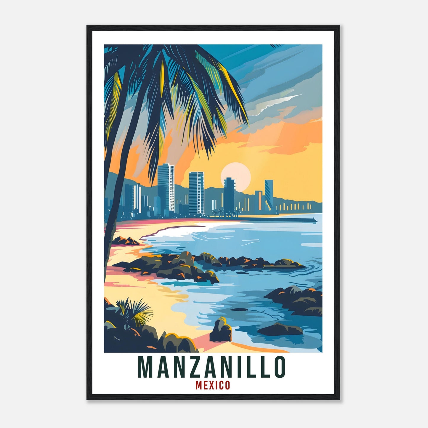 Manzanillo Mexico Travel Print Mexico Wall Art Wall Hanging Home Décor Manzanillo Gift Mexico Landmark Artwork South America Travel Poster