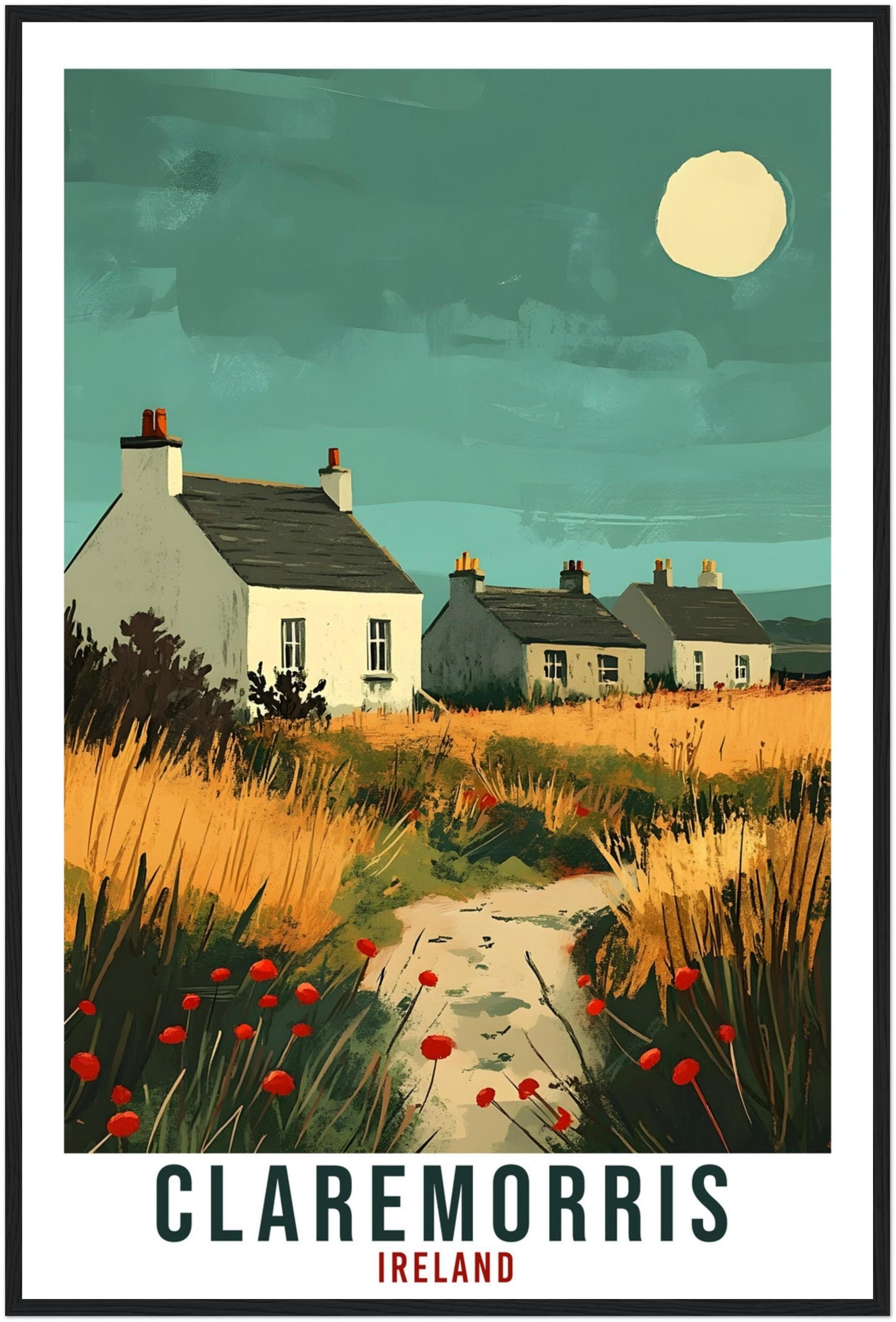 Claremorris Travel Print Ireland Home Decor Co. Mayo Wall Art Gift Wall Hanging Claremorris Irish Artwork Travel Poster Ireland Travel Art