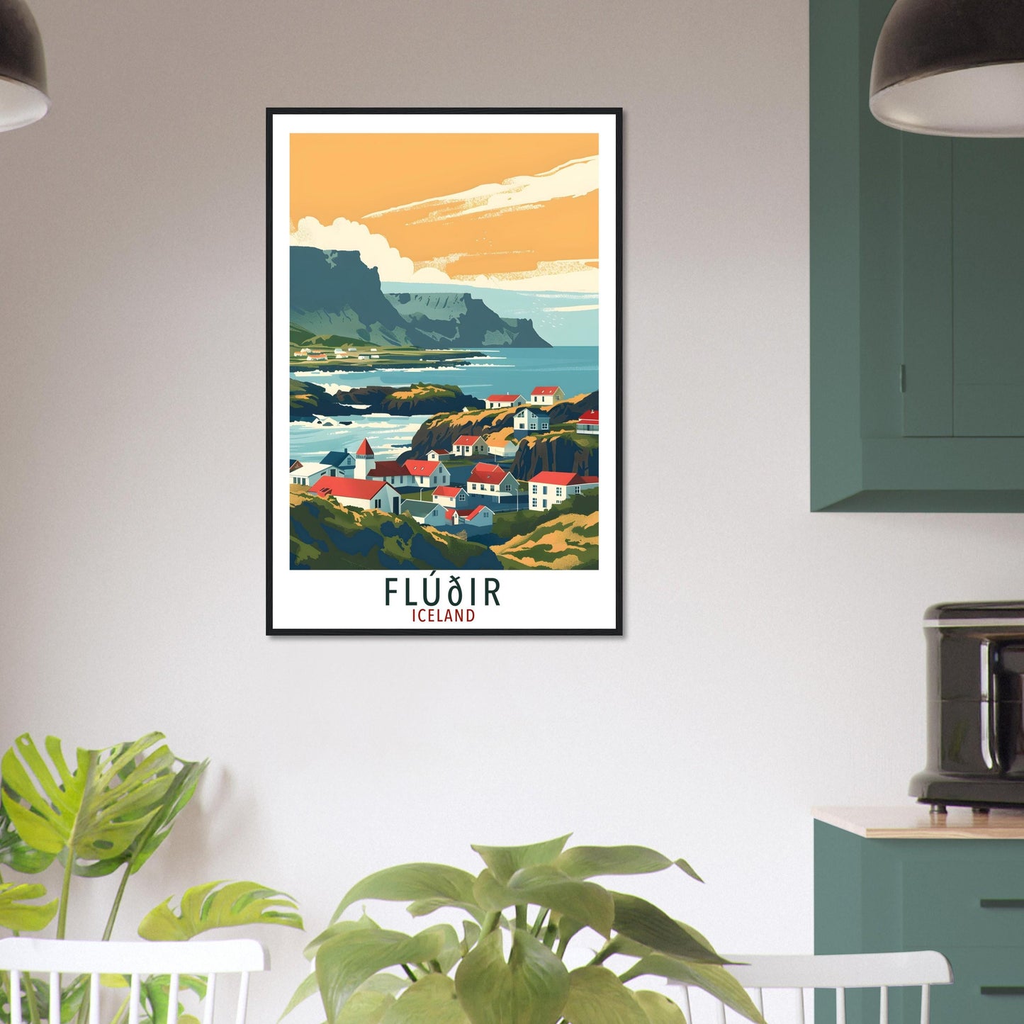 Fludir Iceland Travel Print Wall Art Wall Hanging Home Décor Fludir Gift Travel Art Iceland Fludir Artwork City Landscape Travel Poster