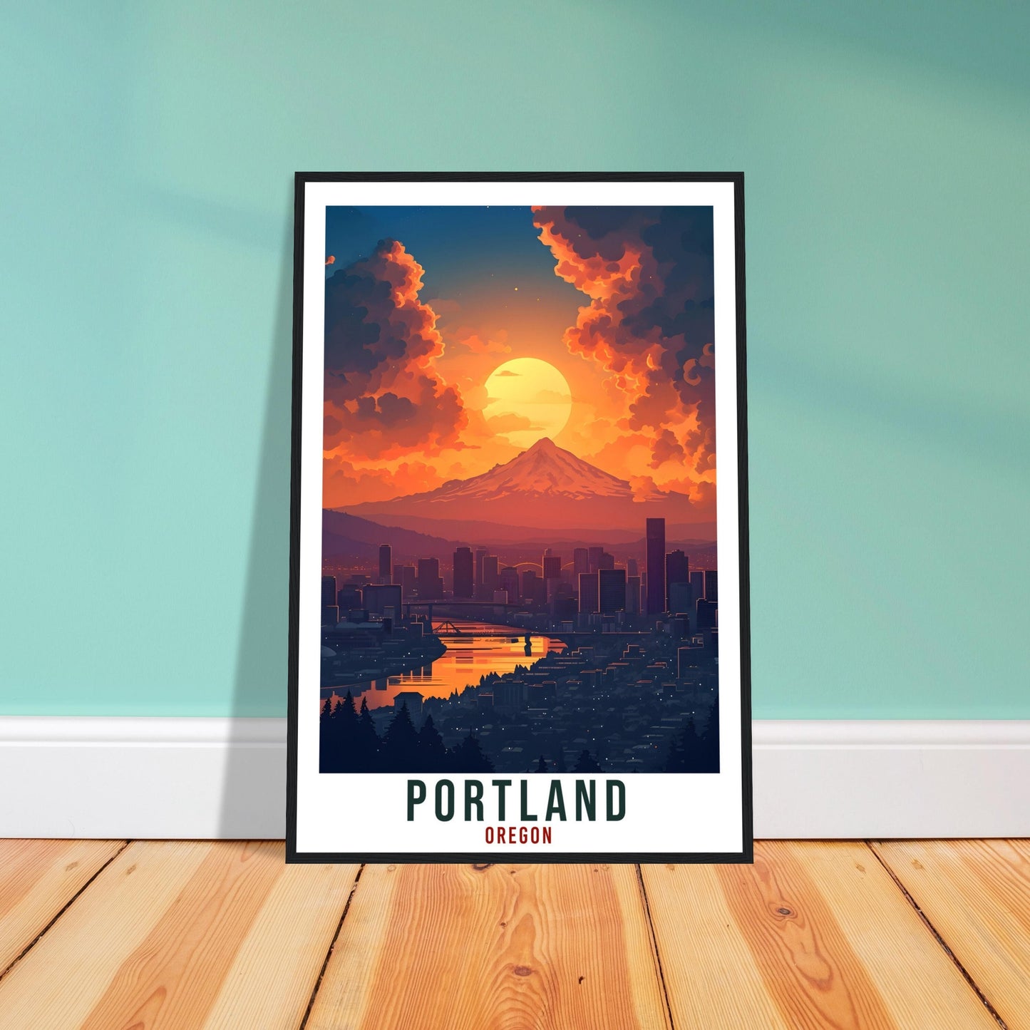 Portland Travel Poster Oregon Home Decoration USA City Wall Art Gift Wall Hanging Art Lover Oregon Artwork Portland Skyline Travel Print