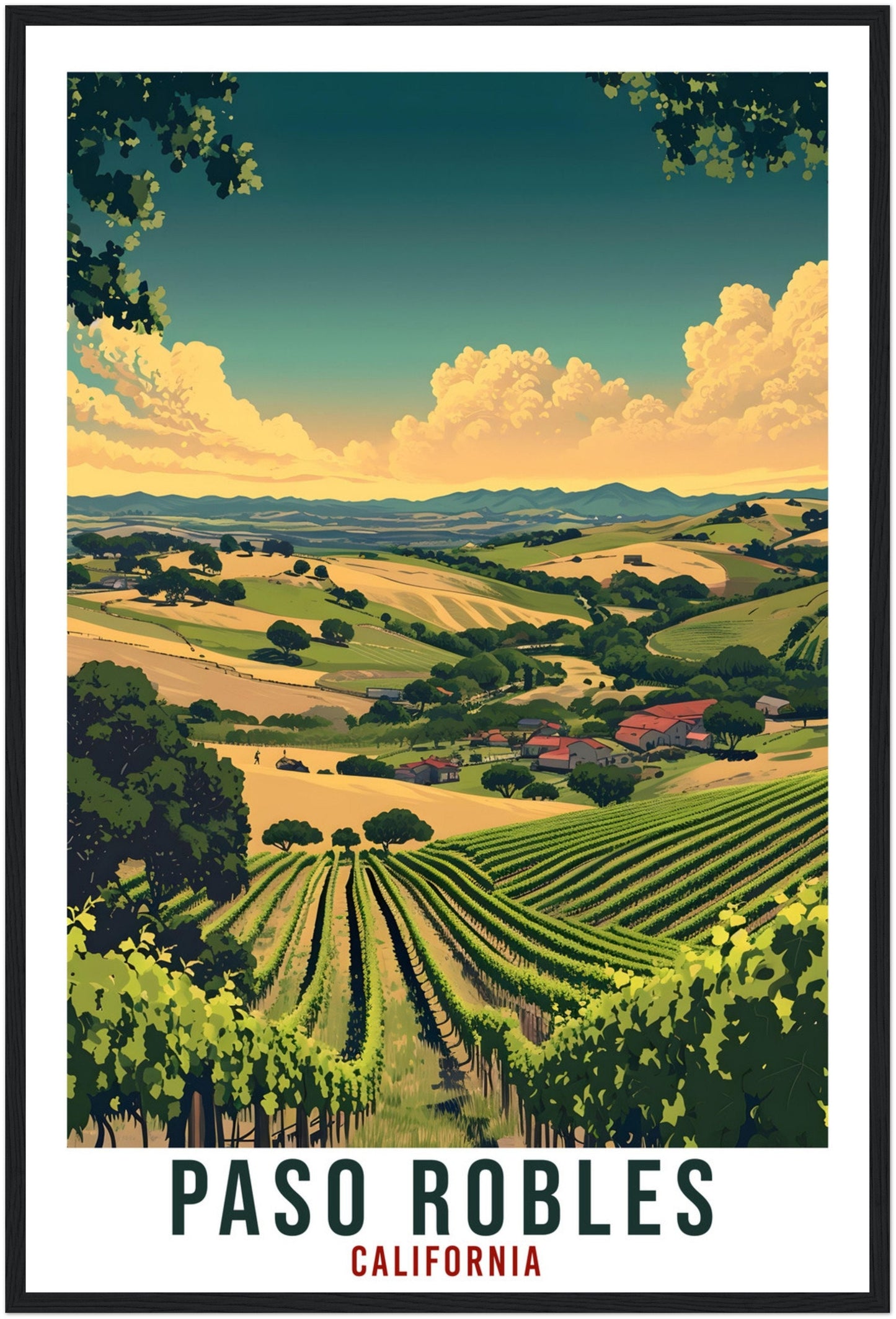 Paso Robles Travel Print California Home Decor USA City Wall Art Gift Wall Hanging Art Lover California Artwork Paso Robles Travel Poster