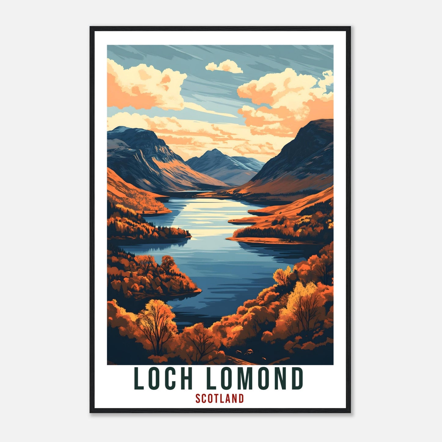 Loch Lomond Travel Print Scotland Decor Loch Lomond Wall Art Wall Hanging Art Lover Scotland Artwork Travel Poster Loch Lomond Travel Art