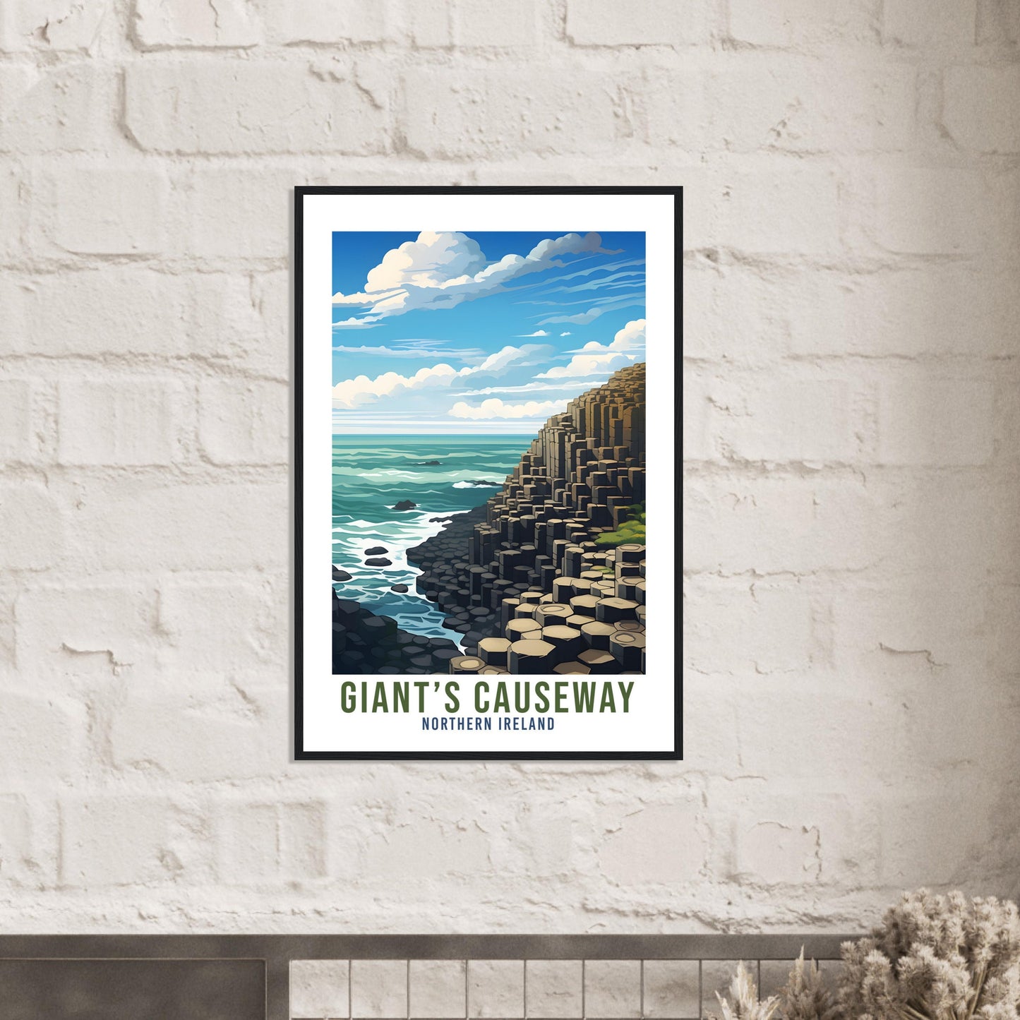 Giant's Causeway Travel Print Northern Ireland Seaside Coastal Landscape Wall Hanging Giant's Causeway Artwork Gift Causeway Coast Poster