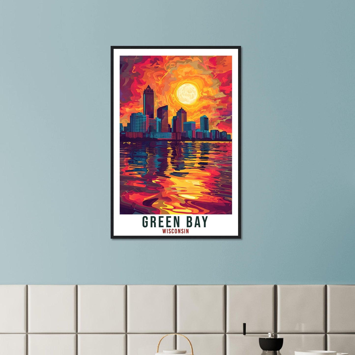 Green Bay Travel Print Wisconsin Home Decoration USA City Wall Art Gift Wall Hanging Art Lover Wisconsin Artwork Green Bay Travel Poster