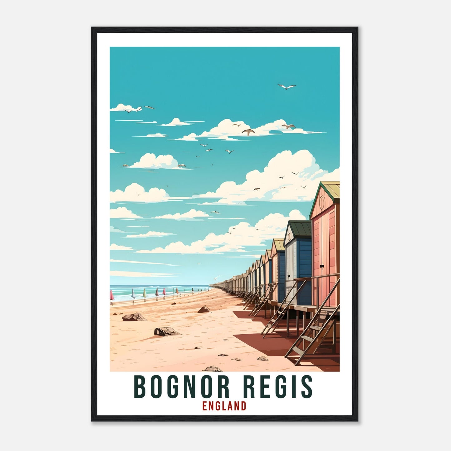 Bognor Regis Beach Travel Print English Home Decoration Wall Art Gift Wall Hanging Art Lover Artwork England Bognor Regis Travel Poster