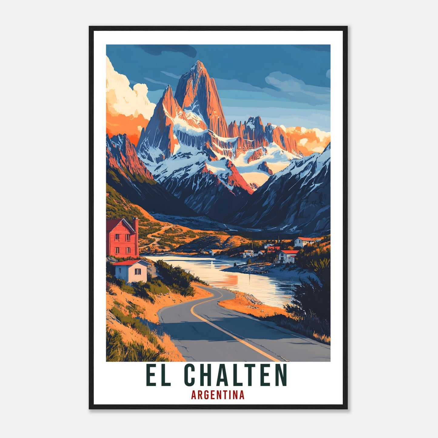El Chalten Travel Print Wall Art Chalten Argentina Chalten City Landscape Artwork El Chalten Travel Poster Argentinian Art Lover Travel Gift