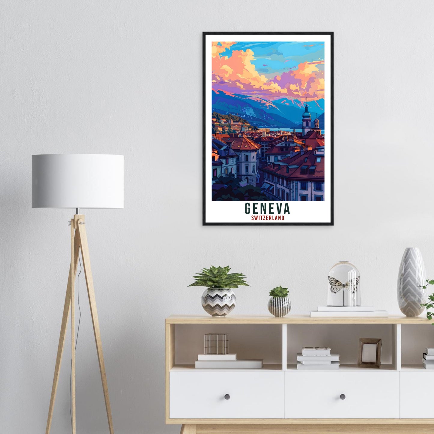 Geneva Travel Print Swiss Wall Art Wall Hanging Home Living Décor Geneva Gift Art Lovers Gift Switzerland Artwork Gift Swiss Travel Poster