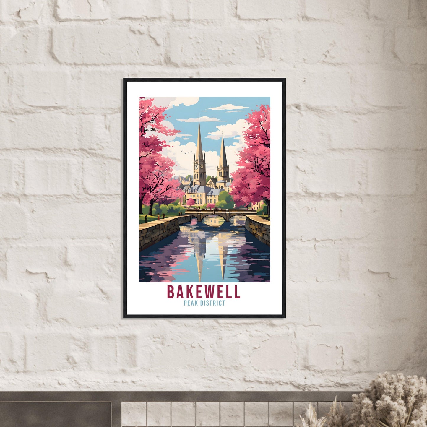 Bakewell Travel Print Peak District Home Decoration Derbyshire Landscape England Nature Wall Hanging Bakewell Artwork Travel Poster