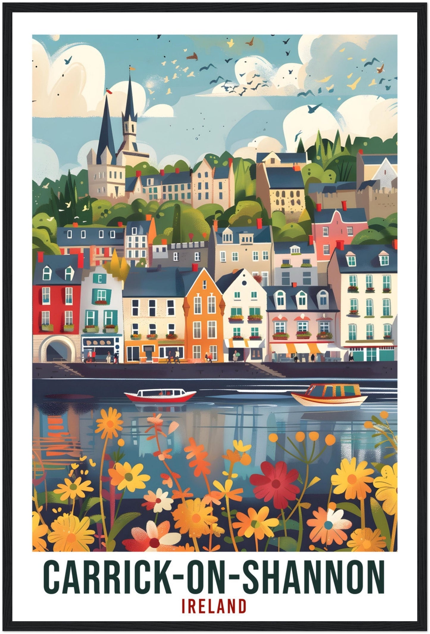 Carrick-On-Shannon Travel Print Ireland Wall Art Wall Hanging Home Living Décor Art Lovers Gift Irish Artwork Gift Ireland Travel Poster