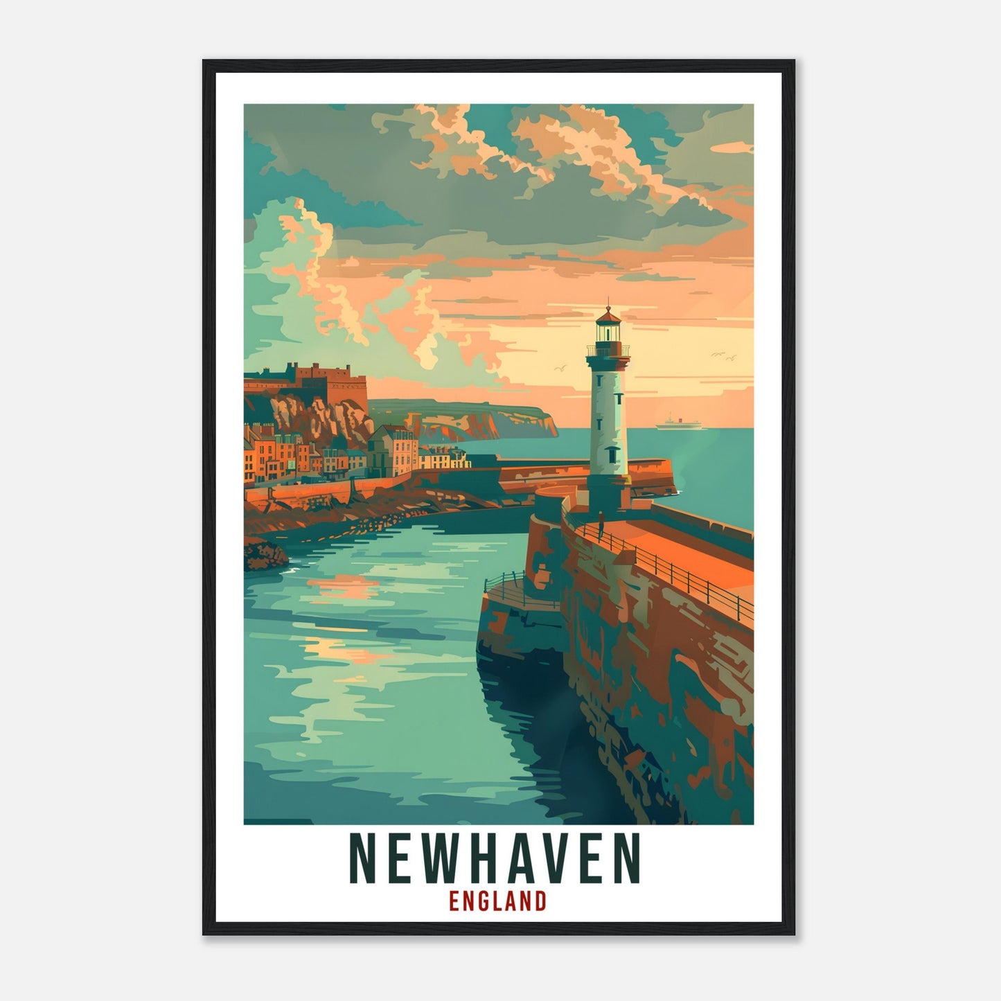 Newhaven Travel Print Wall Art Wall Hanging Home Living Décor Newhaven Gift Art Lovers Gift UK Artwork Gift Print England Travel Poster