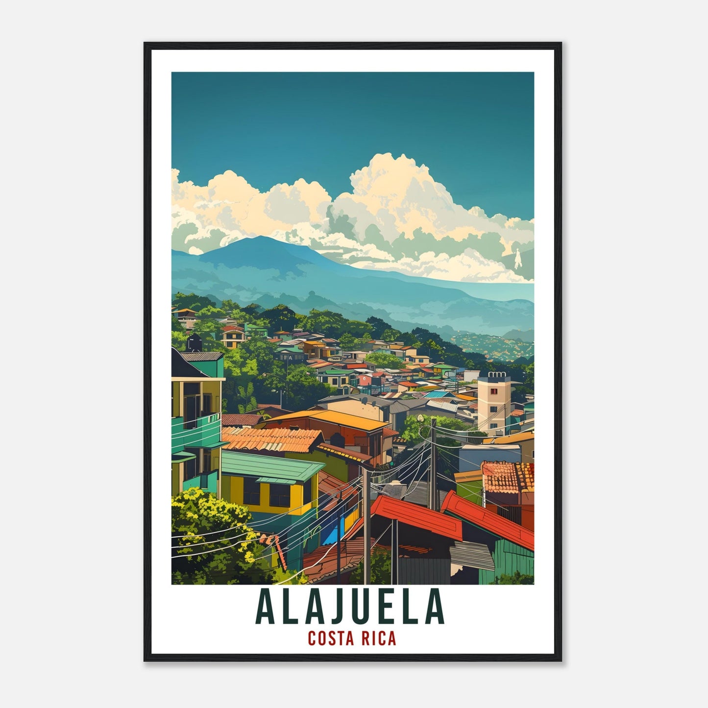 Alajuela Costa Rica Travel Print Wall Art Wall Hanging Home Décor Alajuela Gift Landmark Artwork Travel Art Costa Rica City Travel Poster