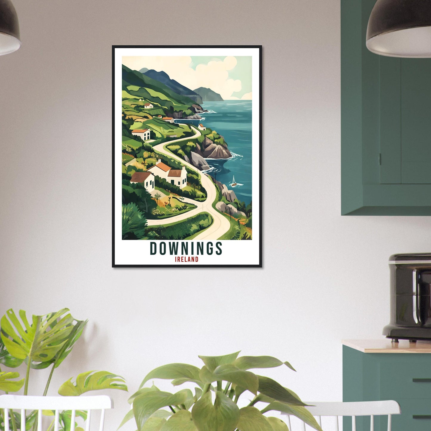 Downings Travel Print Ireland Home Decor Downings Wall Art Wall Hanging Art Lover Irish Artwork Travel Poster Downings Ireland Travel Art