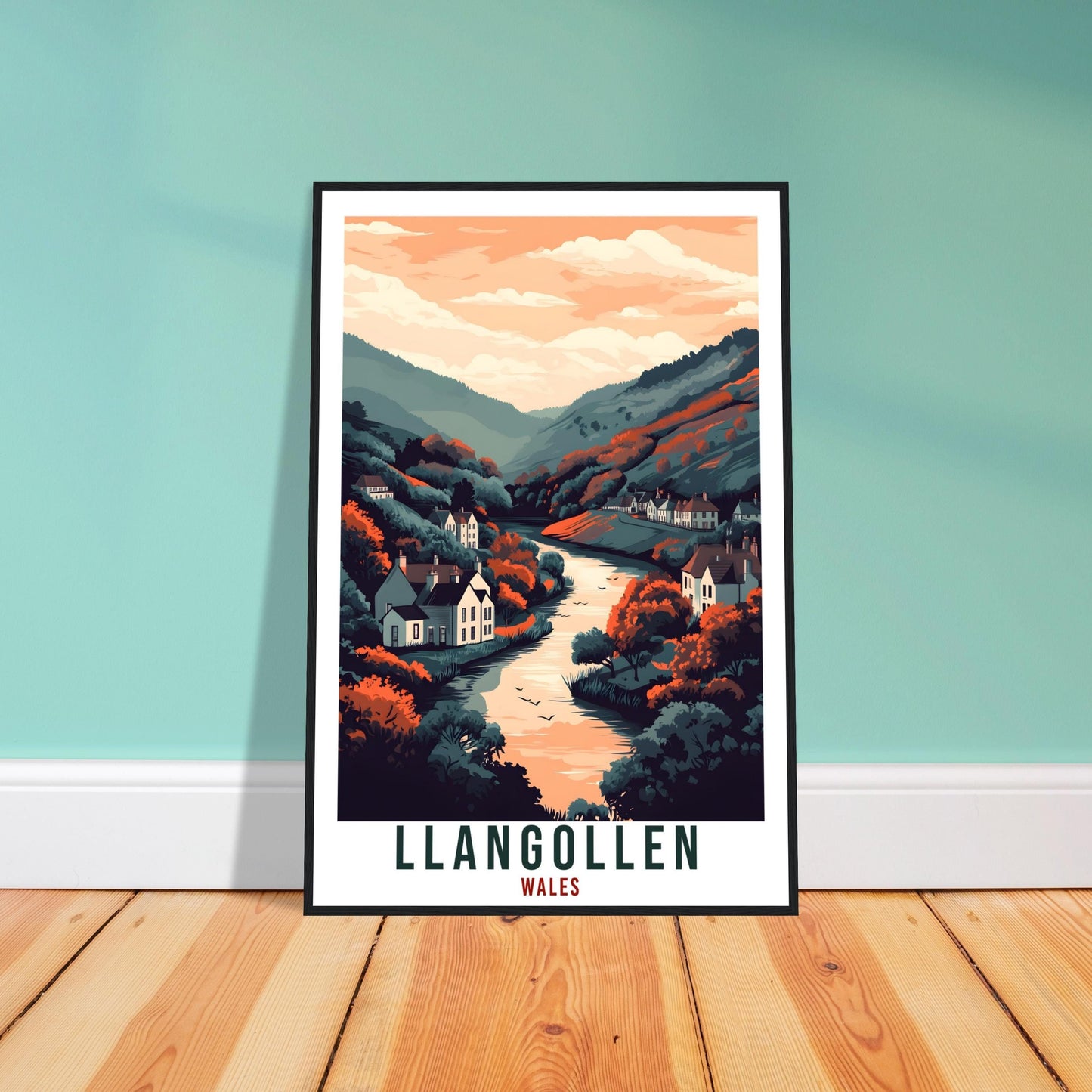 Llangollen Travel Print Wales Home Decor Llangollen Wall Art Wall Hanging Art Lover Wales Artwork Travel Poster Llangollen Travel Art Gift