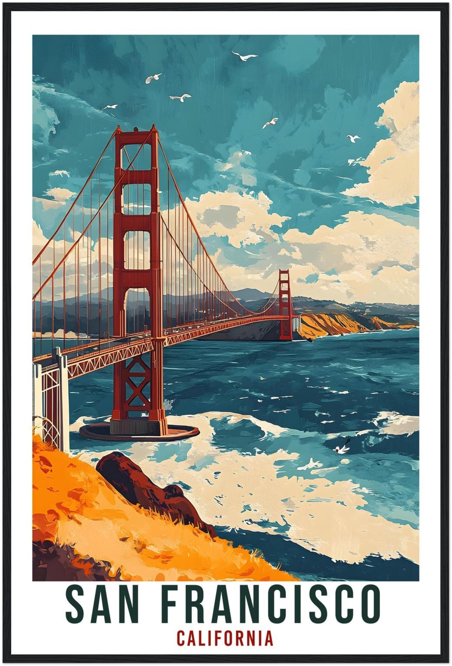 San Francisco Golden Gate Bridge Travel Print California Home Decor Wall Art Gift Wall Hanging Art Lover United States Artwork Travel Art