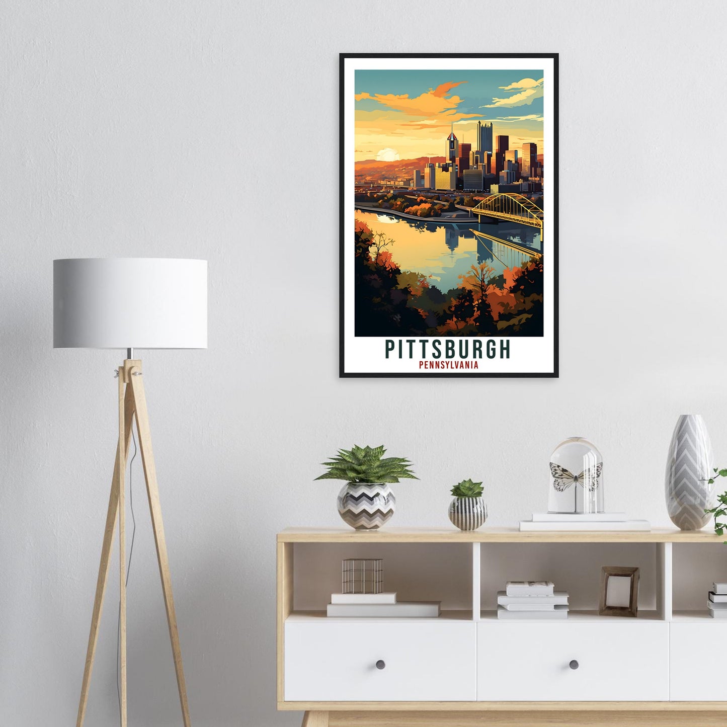 Pittsburgh Travel Poster Pennsylvania Home Decoration USA Wall Art Gift Wall Hanging Art Lover Pennsylvania Artwork Pittsburgh Travel Print