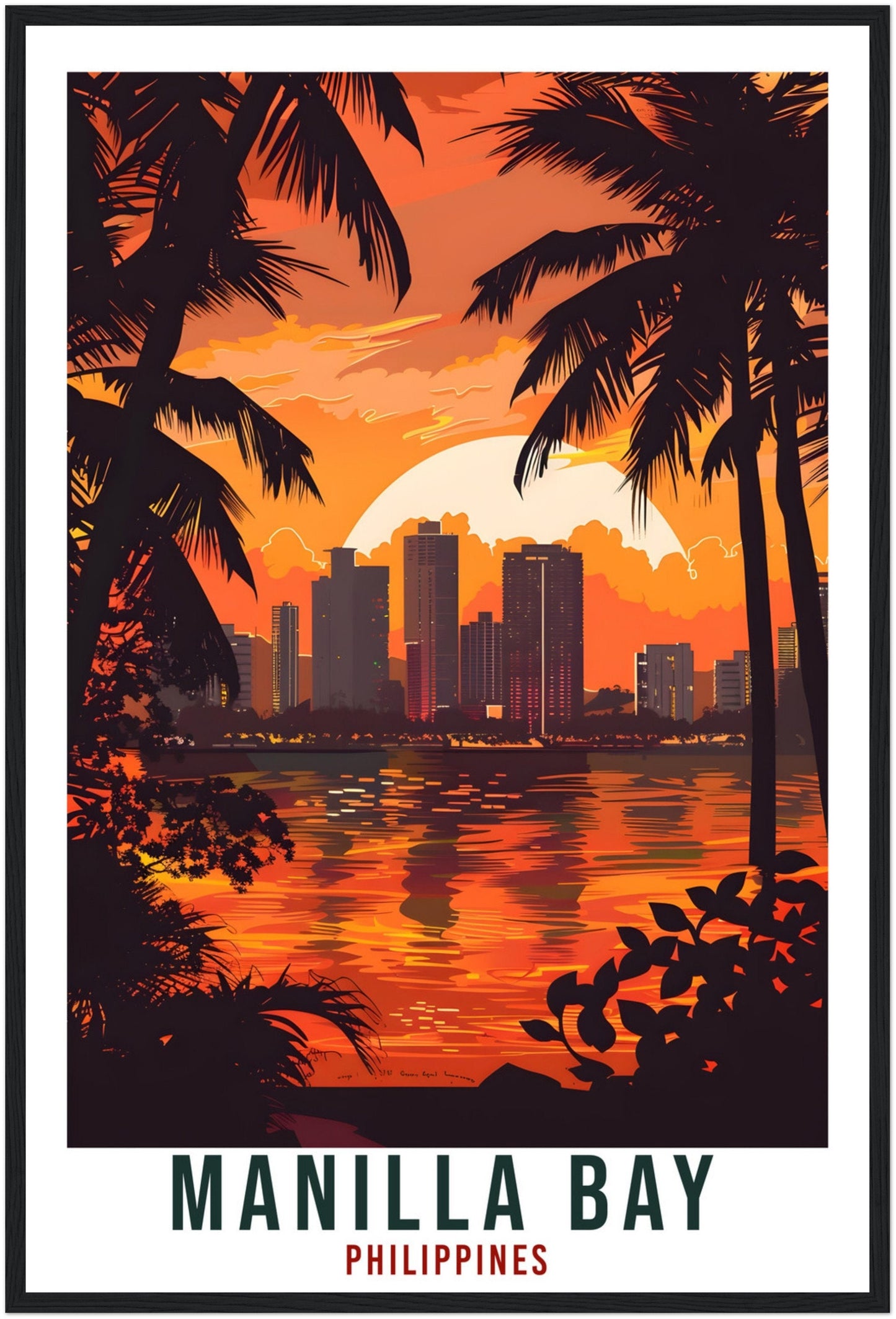 Manilla Bay Philippines Travel Print Wall Art Wall Hanging Home Décor Manilla Bay Gift Landmark Artwork Travel Art Philippines Travel Poster