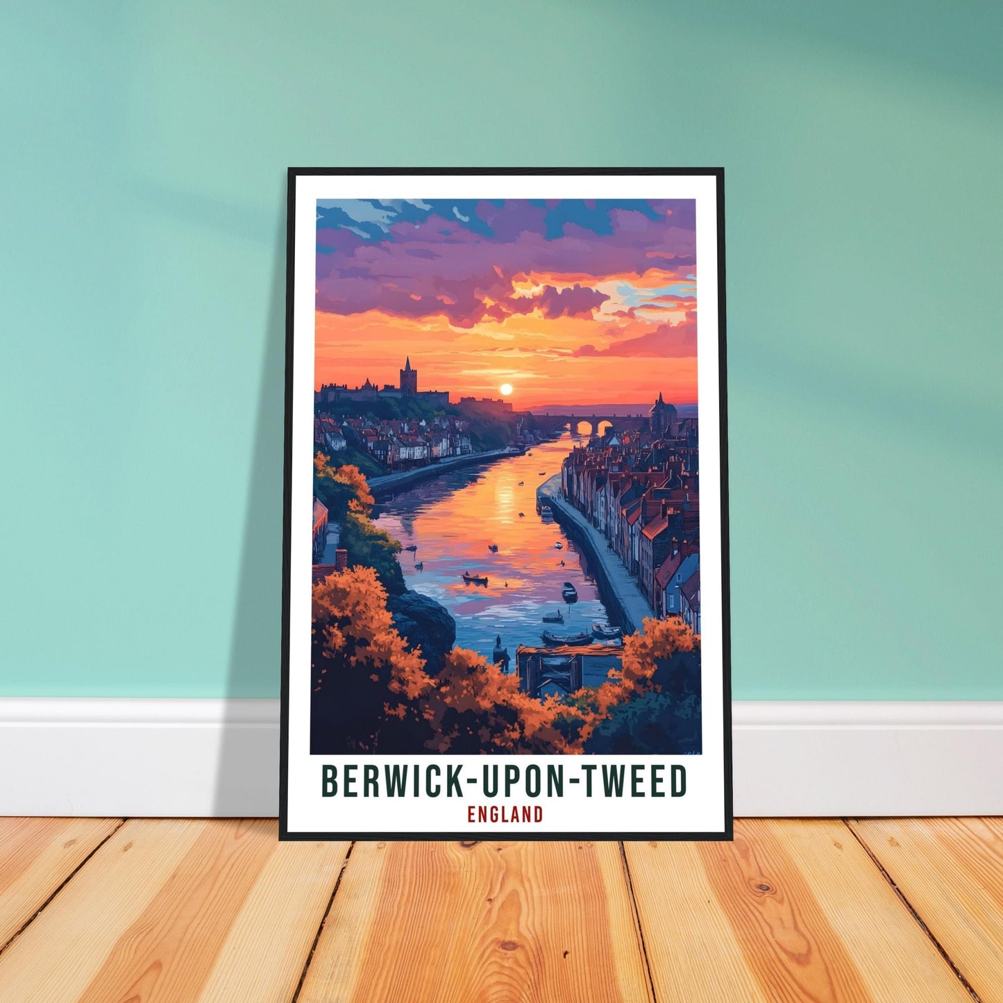 Berwick-Upon-Tweed Travel Print England Wall Art Gift Wall Hanging Art Lover Berwick-Upon-Tweed England Republic Artwork Travel Poster UK