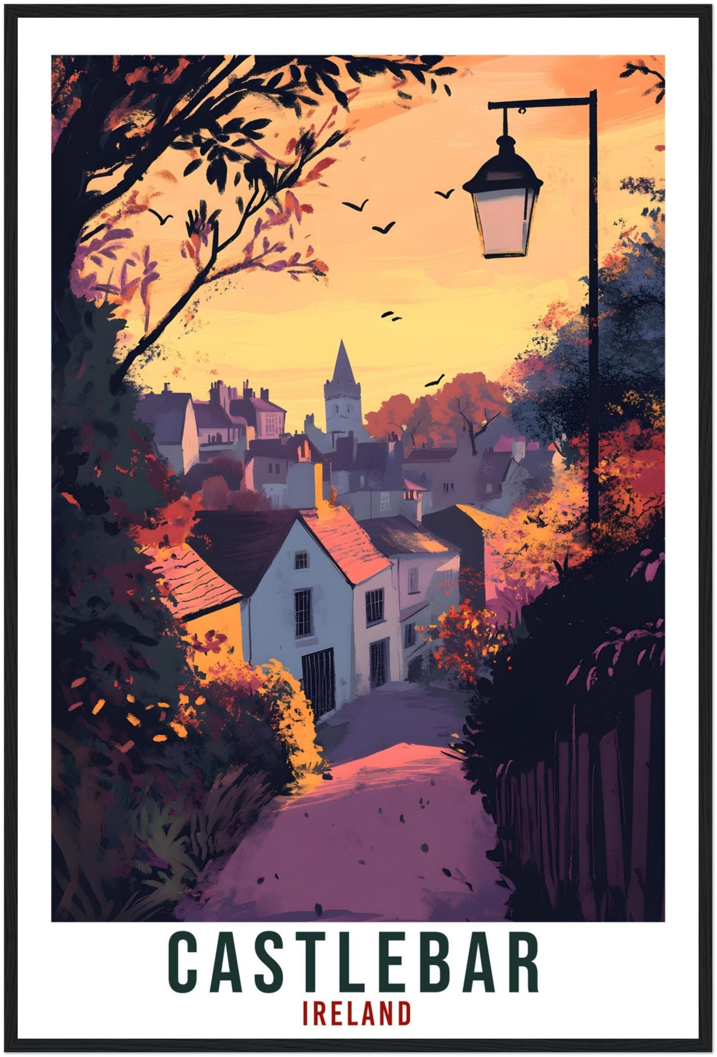Castlebar Travel Print Ireland Home Decor Castlebar Wall Art Wall Hanging Art Lover Irish Artwork Travel Poster Castlebar Ireland Travel Art