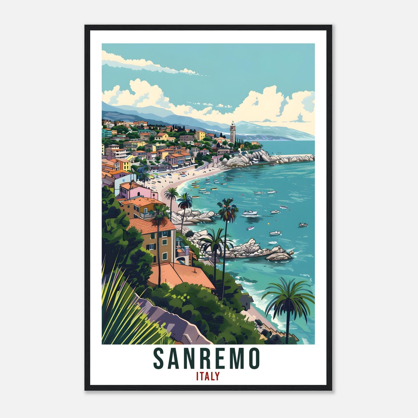Sanremo Travel Print Italy Wall Art Wall Hanging Home Living Décor Sanremo Gift Art Lovers Gift Italy Artwork Gift Italian Travel Poster