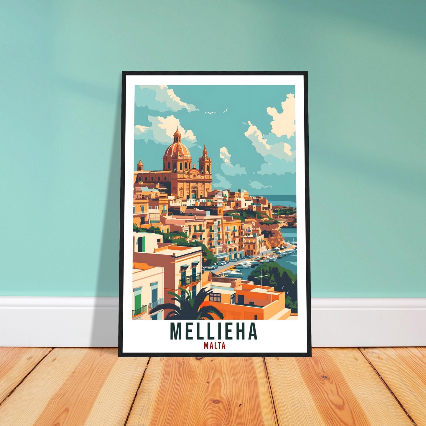 Mellieha Travel Print Malta Wall Art Wall Hanging Home Living Décor Mellieha Gift Art Lovers Gift Malta Artwork Gift Malta Travel Poster