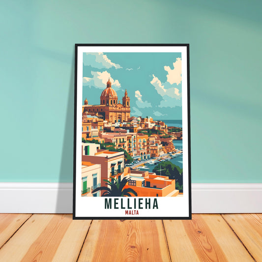 Mellieha Travel Print Malta Wall Art Wall Hanging Home Living Décor Mellieha Gift Art Lovers Gift Malta Artwork Gift Malta Travel Poster