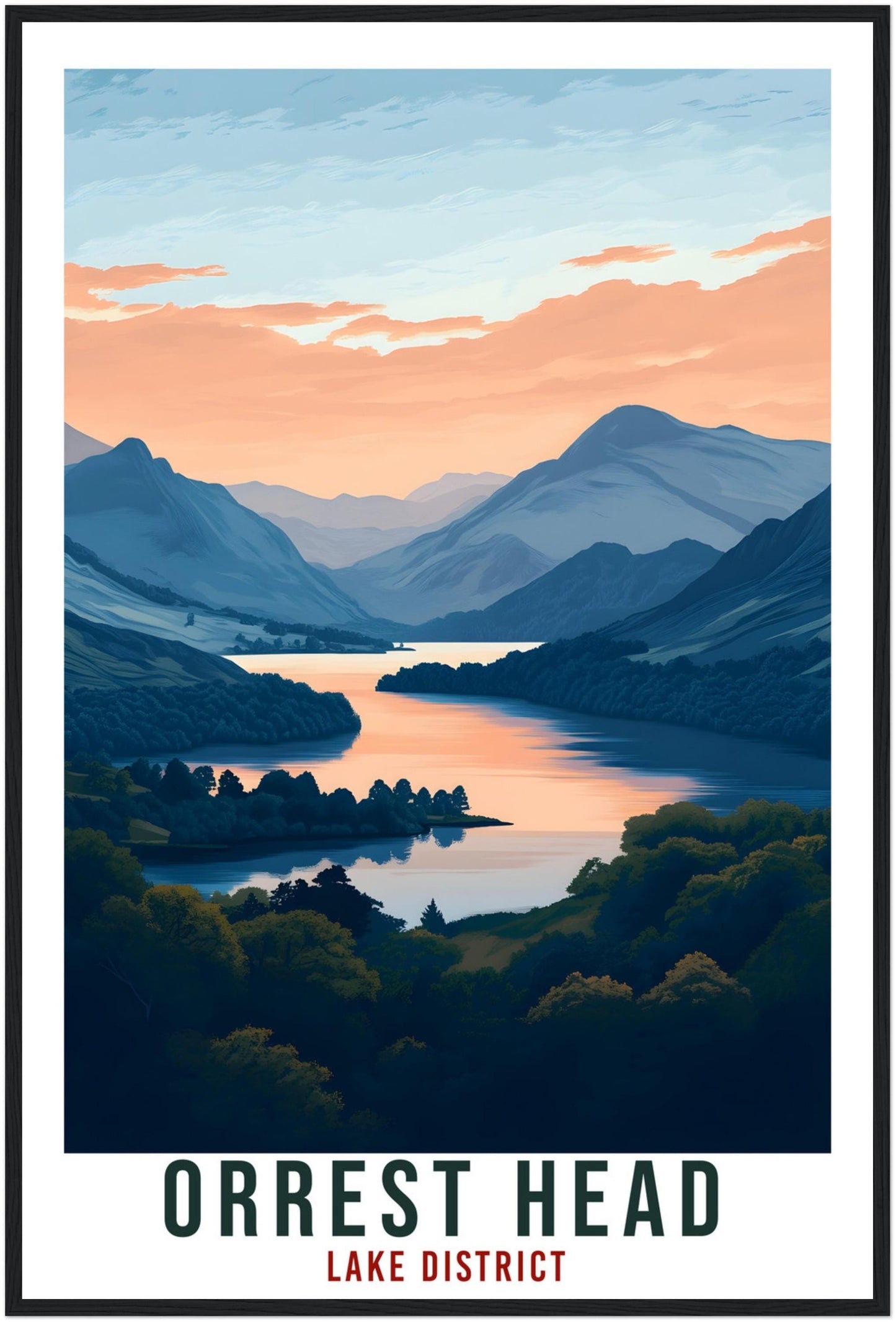 Orrest Head Travel Print Lake District Home Orrest Head Wall Art Wall Hanging Art Lover Lake District Artwork Travel Poster Cumbria Travel