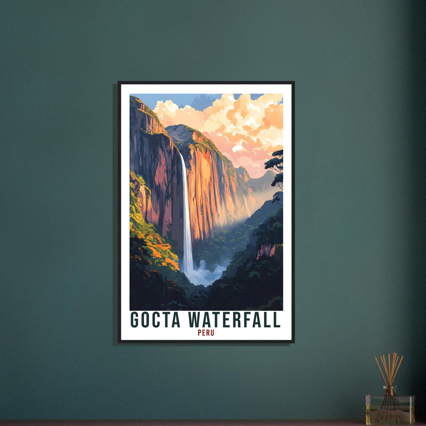 Gocta Waterfall Travel Print Peru Home Decor Wall Art Gift Wall Hanging Art Lover Gocta Waterfall Peruvian Artwork Travel Poster Travel Art