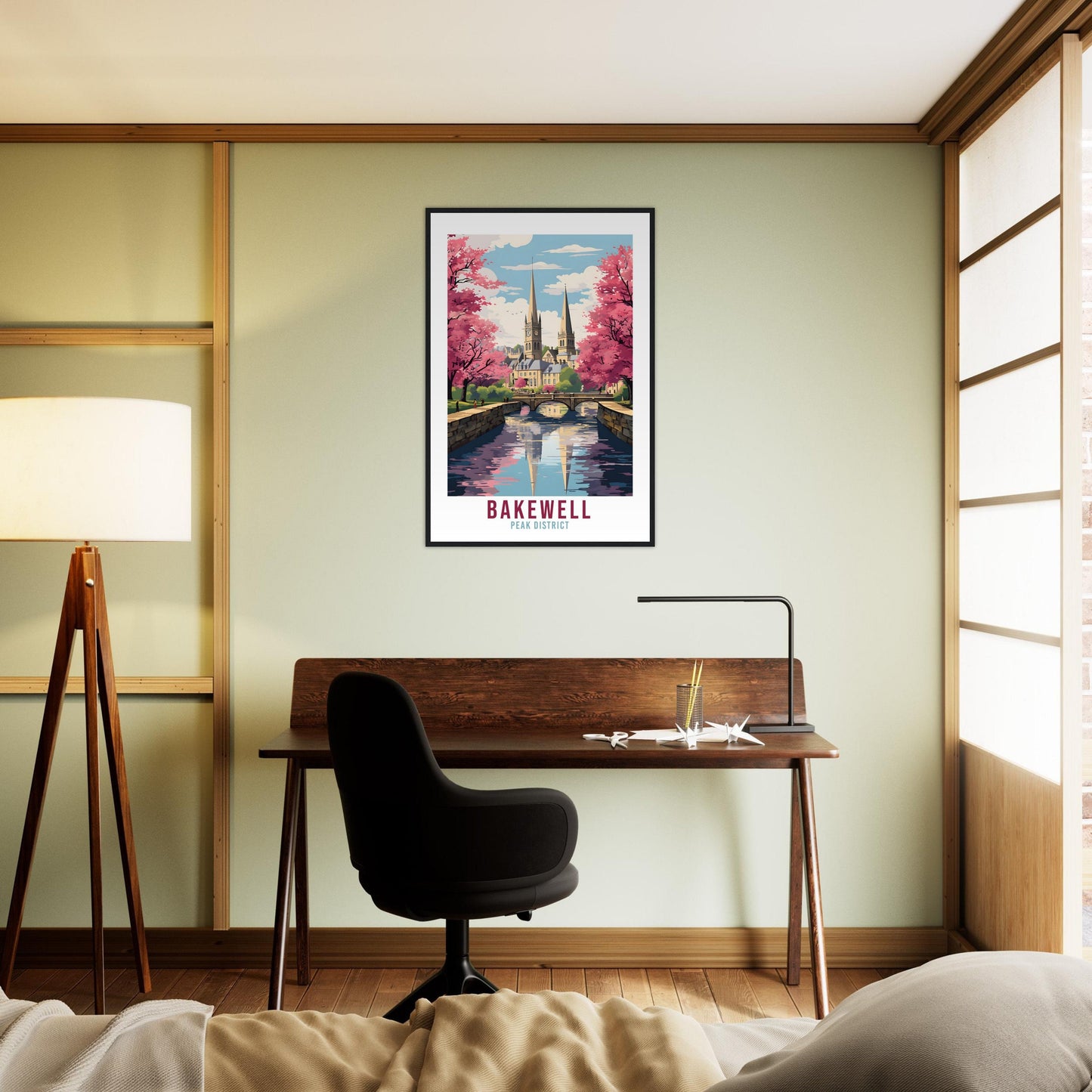 Bakewell Travel Print Peak District Home Decoration Derbyshire Landscape England Nature Wall Hanging Bakewell Artwork Travel Poster