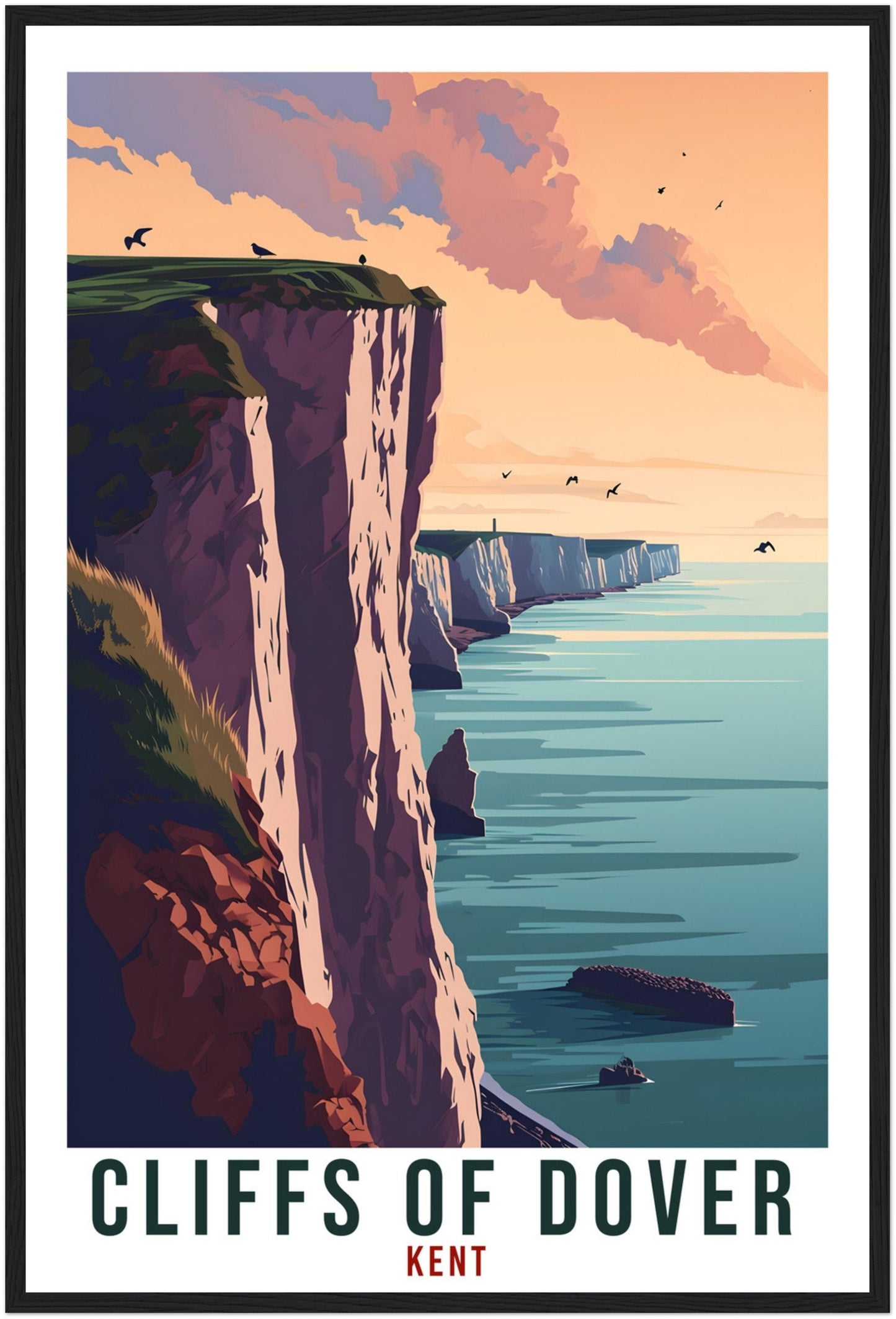 Cliffs Of Dover Travel Print English Wall Art Home Decor Wall Hanging Travel Art Gift Cliffs Of Dover Travel Poster Kent Landscape Artwork