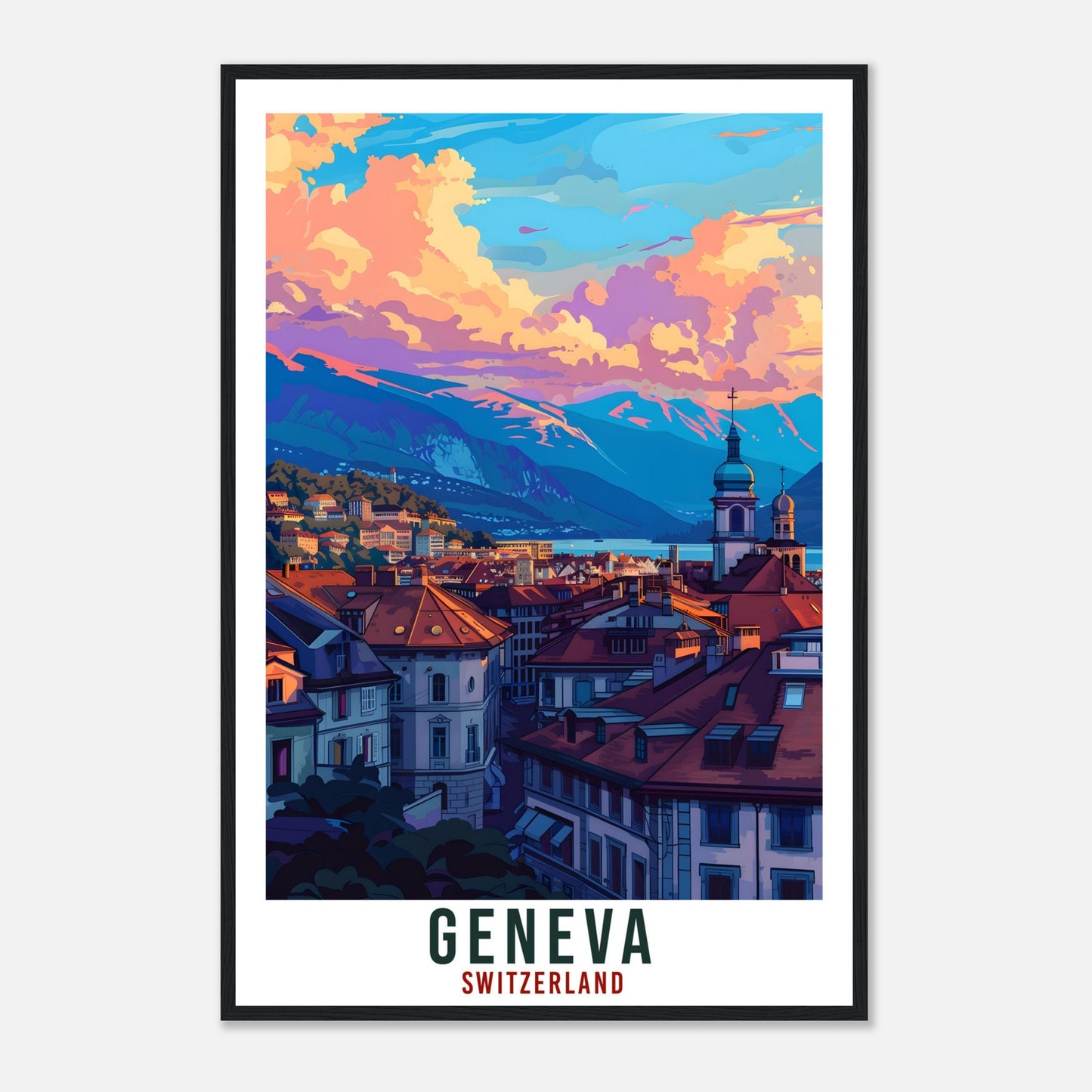 Geneva Travel Print Swiss Wall Art Wall Hanging Home Living Décor Geneva Gift Art Lovers Gift Switzerland Artwork Gift Swiss Travel Poster