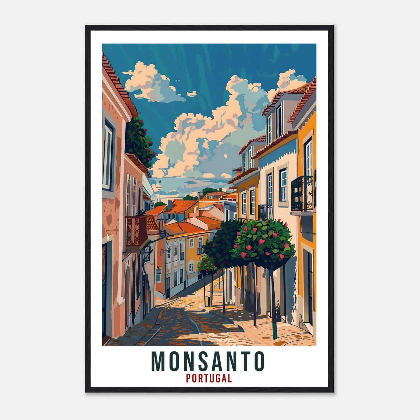 Monsanto Travel Print Portugal Wall Art Wall Hanging Home Décor Monsanto Gift Portugal Landmark Artwork Gift Portugal Holiday Travel Poster