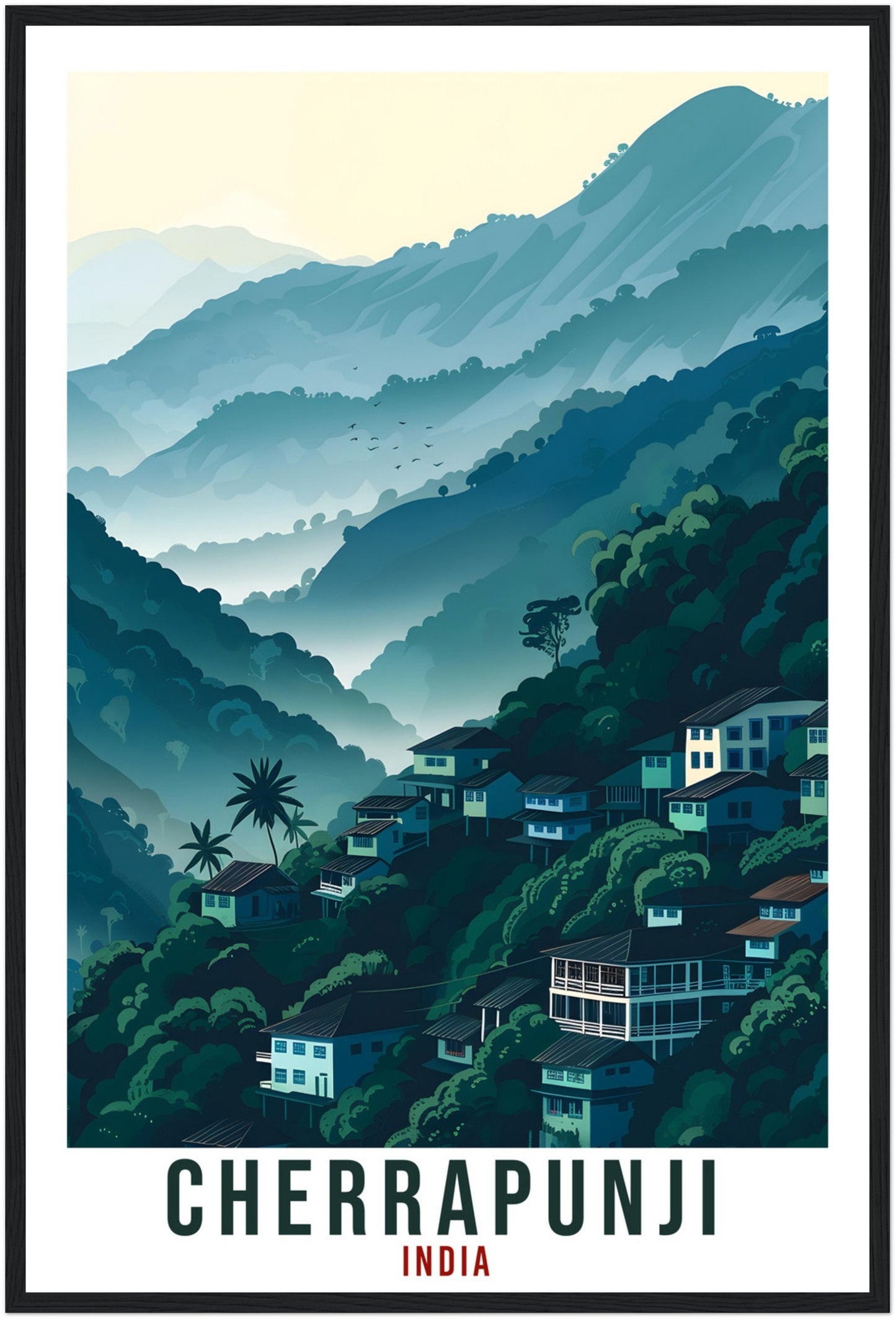 Cherrapunji Travel Print India Home Decoration Wall Art Gift Wall Hanging Art Lover Indian Artwork Cherrapunji Travel Poster Cityscape Print