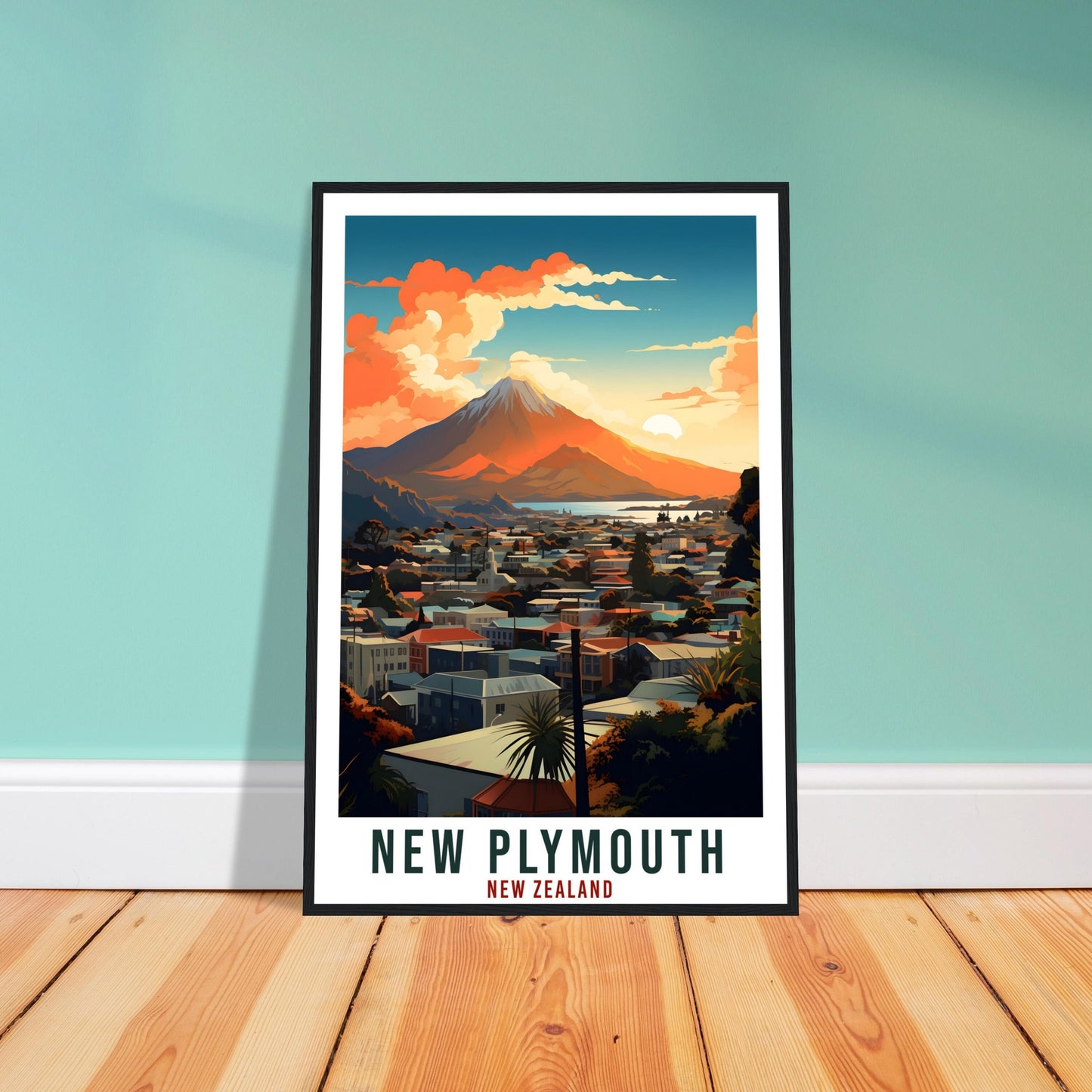 New Plymouth Travel Print Wall Art New Plymouth New Zealand City Artwork Art Gifts New Plymouth Travel Poster New Zealand Art Lovers Gift