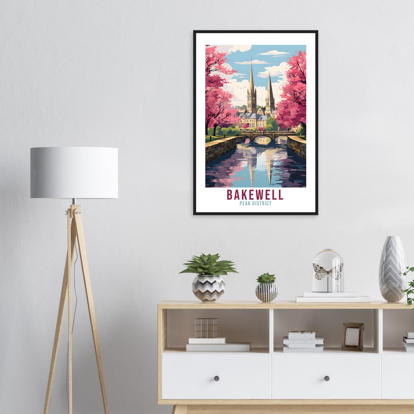 Bakewell Travel Print Peak District Home Decoration Derbyshire Landscape England Nature Wall Hanging Bakewell Artwork Travel Poster