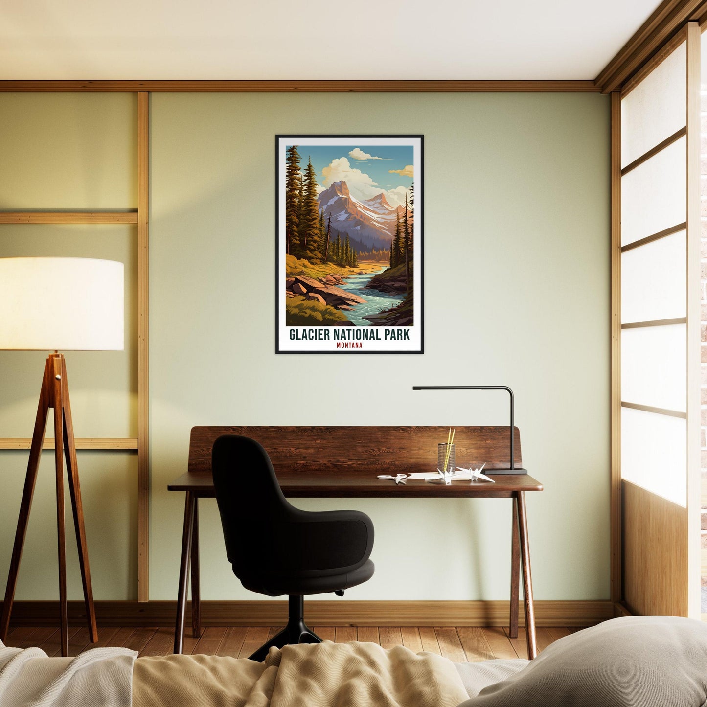 Glacier National Park Travel Print Montana Home Decor Wall Art Wall Hanging Travel Art Gift Glacier National Park Travel Poster Montana
