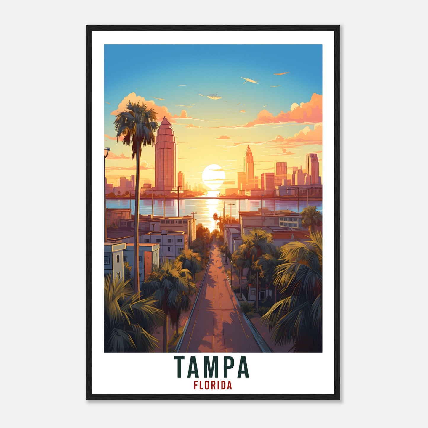 Tampa Travel Print Florida Home Decoration USA City Wall Art Gift Wall Hanging Art Lover Florida Artwork Tampa Bay Skyline Travel Poster
