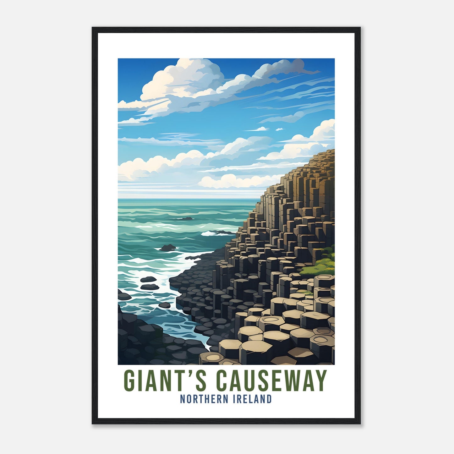 Giant's Causeway Travel Print Northern Ireland Seaside Coastal Landscape Wall Hanging Giant's Causeway Artwork Gift Causeway Coast Poster