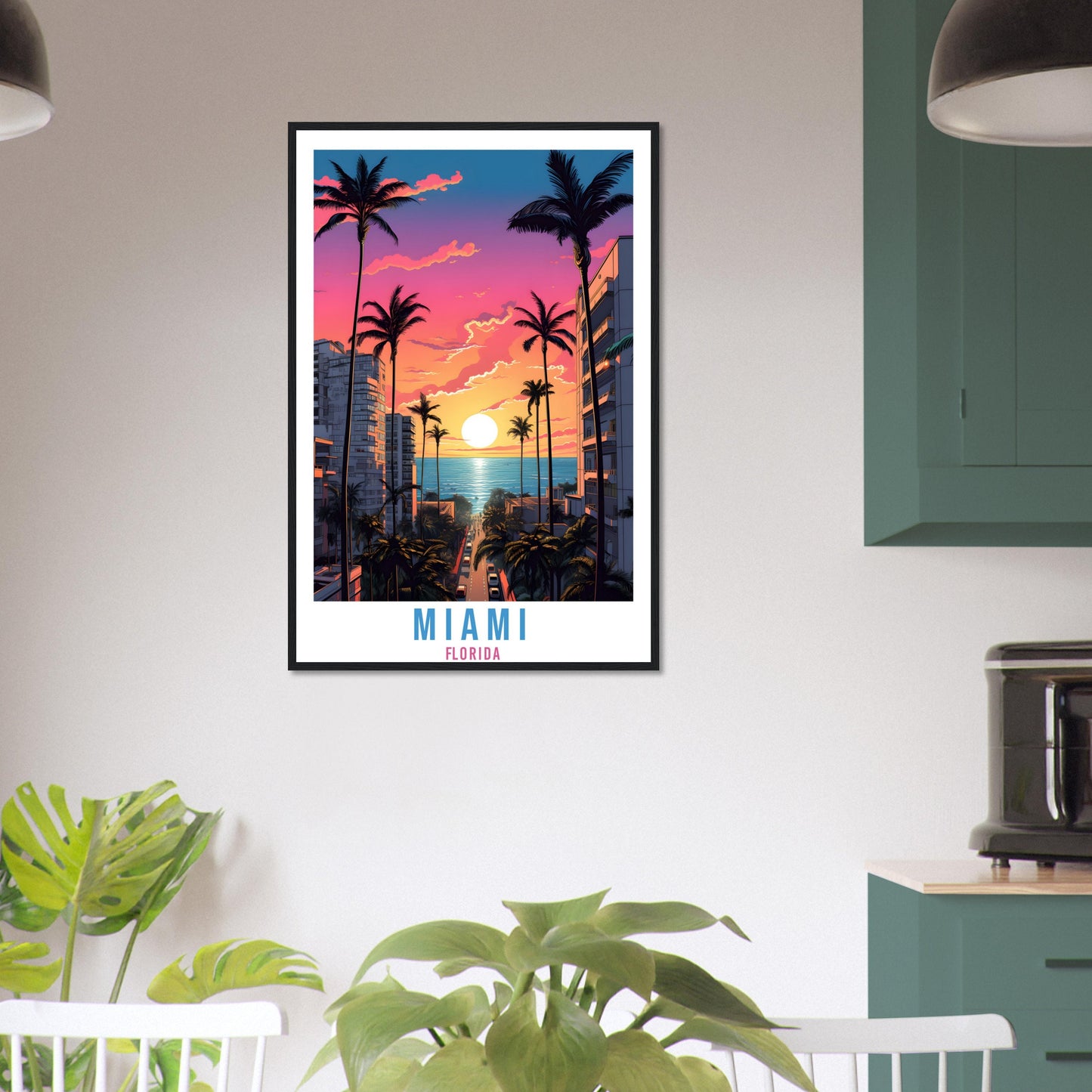Miami Travel Print Wall Miami Florida Sunset Wall Hanging Travel Poster Miami City Landscape Florida Home Decor Florida Gift Travel Art