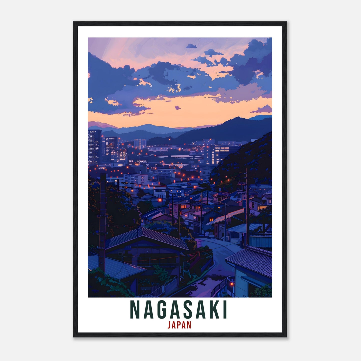 Nagasaki Japan Travel Print Home Decoration Wall Art Gift Wall Hanging Art Lover Japanese Artwork Japan Nagasaki Travel Poster City Print