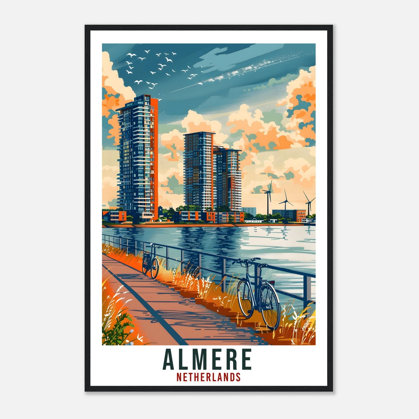 Almere Travel Print Holland Wall Art Wall Hanging Home Décor Almere Gift Art Lovers Gift Dutch Artwork Gift The Netherlands Travel Poster