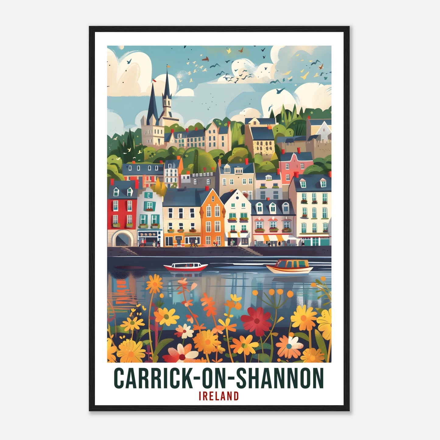 Carrick-On-Shannon Travel Print Ireland Wall Art Wall Hanging Home Living Décor Art Lovers Gift Irish Artwork Gift Ireland Travel Poster