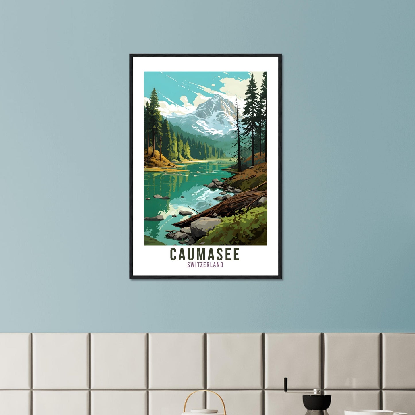 Caumasee Travel Print Wall Art Switzerland Caumasee Art Print Travel Poster Landscape Artwork Caumasee Travel Poster Switzerland Travel Art